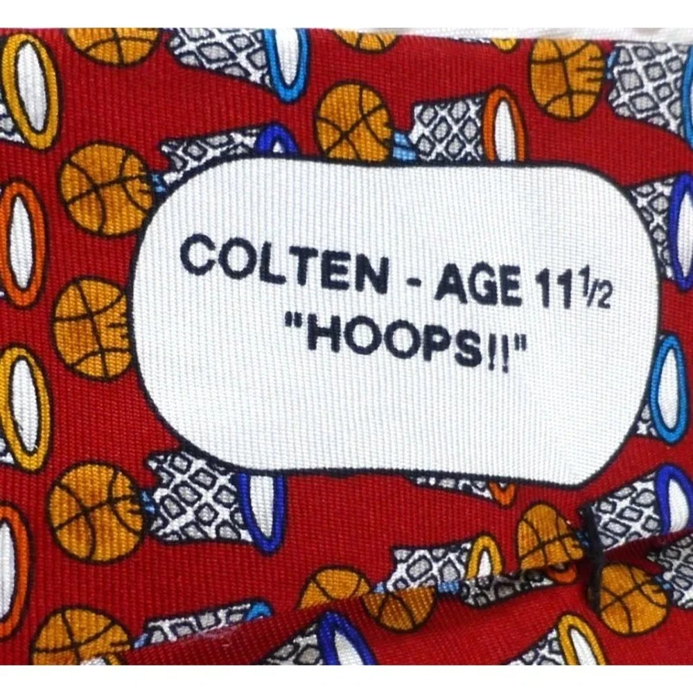 Salant Menswear Save the Children Basketball Hoops Silk Tie Red & Multicolor